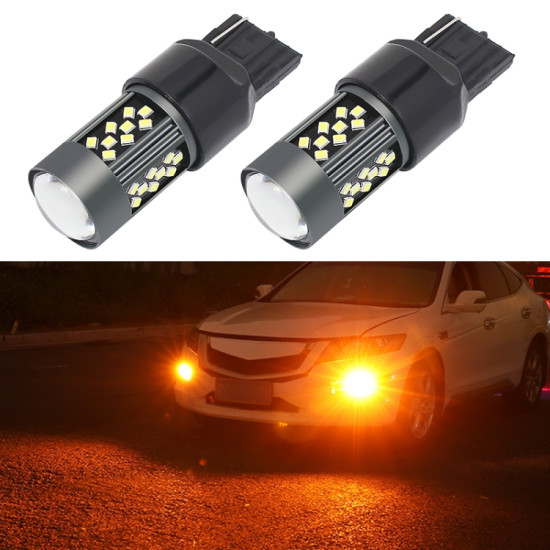 1 Pair 7443 12V 7W Continuous Car LED Fog Light Orange Light