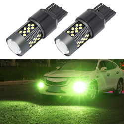 1 Pair 7443 12V 7W Continuous Car LED Fog Light Lime Light