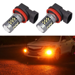 1 Pair H11 12V 7W Continuous Car LED Fog Light Orange Light