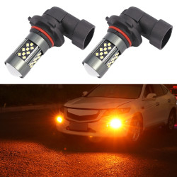 1 Pair 9006 12V 7W Strobe Car LED Fog Light Orange Light