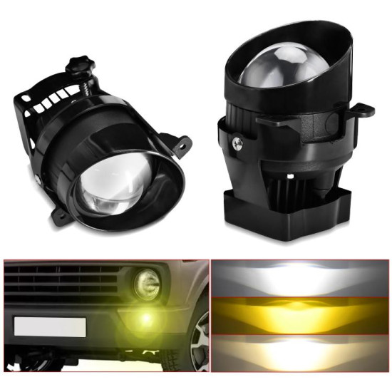 T11 2pcs Pack 55W 3 inch High Power Dual Lens Fog Light Left and Right Oblique Angle for LADA 2190 2192