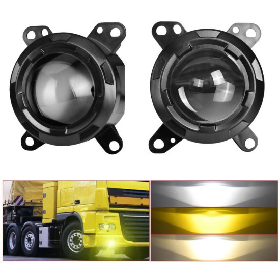 T14 2pcs Pack 55W 3 inch High Power Dual Lens Fog Light Left and Right Mount Holder Style For DAF Trucks
