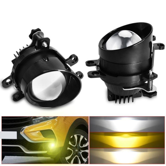 T12 2pcs Pack 55W 3 inch High Power Dual Lens Fog Light Oblique Style for Toyota Left Driver