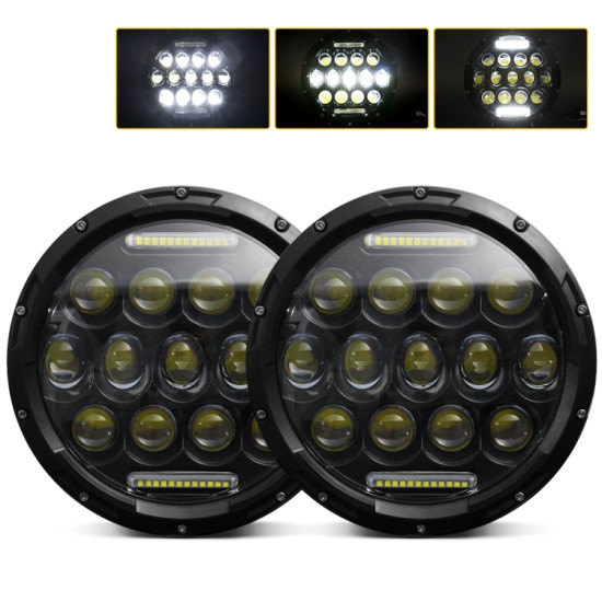 2 PCS 7 inch DC10 48V 36W 6000K Harley Motorcycle Headlight with 12 SMD 5630 LED Lamps and 12 Crystal Lamp Beads White Light