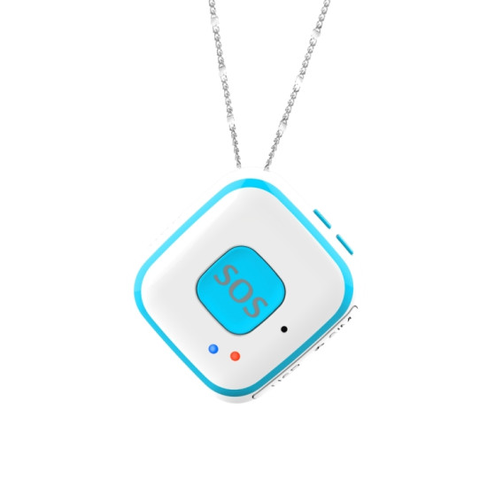 V28 Necklace Style GSM Mini LBS WiFi AGPS Tracker SOS Communicator(Blue)