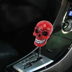 Universal Skull Head Shape ABS Manual or Automatic Gear Shift Knob with Three Rubber Covers Fit for All Car(Red)