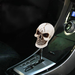 Universal Skull Head Shape ABS Manual or Automatic Gear Shift Knob with Three Rubber Covers Fit for All Car(White)