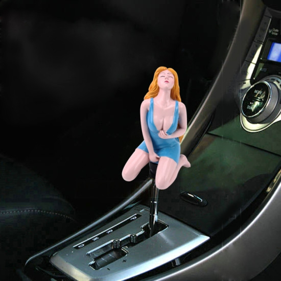 Universal Sexy Beauty Shape ABS Manual or Automatic Gear Shift Knob with Three Rubber Covers Fit for All Car(Blue)