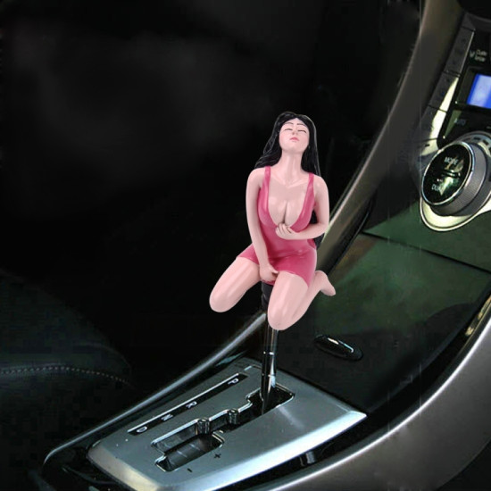Universal Sexy Beauty Shape ABS Manual or Automatic Gear Shift Knob with Three Rubber Covers Fit for All Car(Magenta)