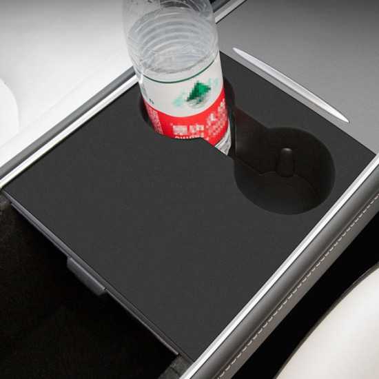 Tesla Model 3 / Y Car Center Console Water Cup Holder All-inclusive Protective Pad (Black)