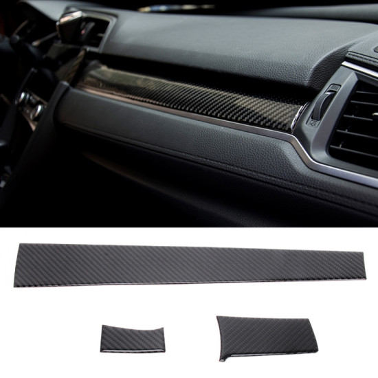 3 in 1 Carbon Fiber Central Control Gears Shift Panel Cover Trim Decals Decorative Sticker for Honda Civic 10th Gen 2016-2019, Left Driving