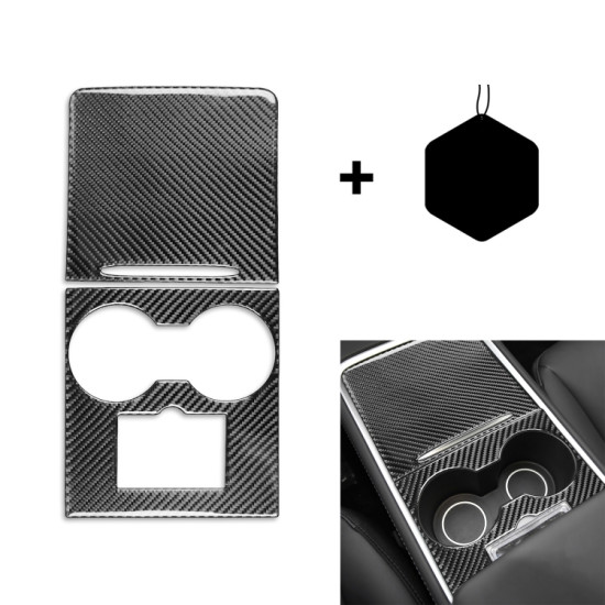 Tesla Model 3 2017-2022 / Model Y 2000- Car Carbon Fiber Central Control Decorative Sticker (Black)