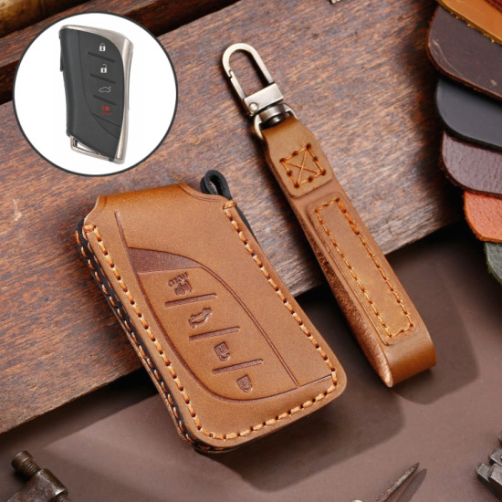 Lexus 4-button Hallmo Car Cowhide Leather Key Protective Cover Key Case(Brown)