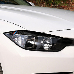 1 Pairs Three Color Carbon Fiber Car Lamp Eyebrow Decorative Sticker for BMW F30 2013-2015
