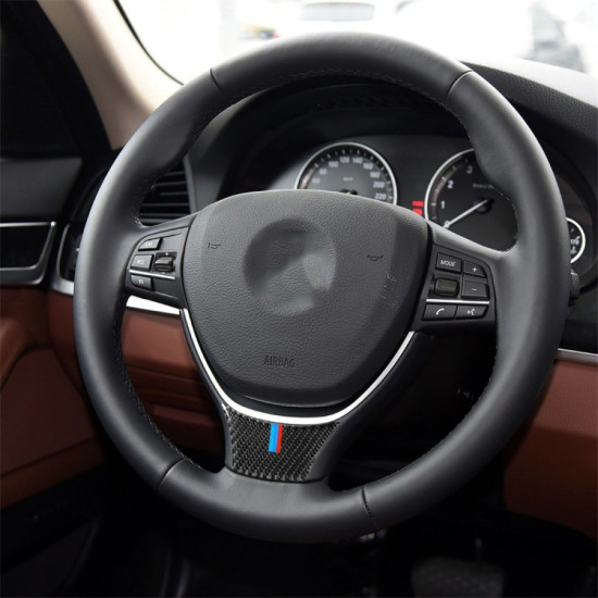 A Edition Three Color Carbon Fiber Car Small Steering Wheel Decorative Sticker for BMW 5 Series F10 F18 2011-2017