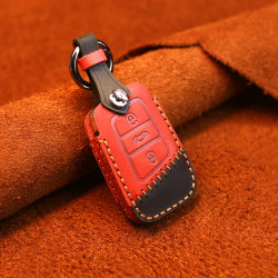 Volkswagen Car Cowhide Leather Key Protective Cover Key Case, A Version(Red)
