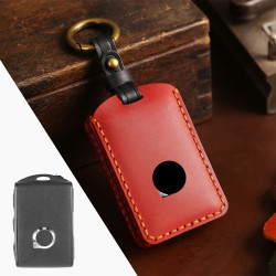 Volvo Car Cowhide Leather Key Protective Cover Key Case (Red)