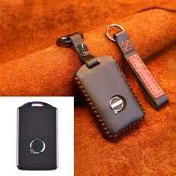 Volvo Single Slit Style Car Cowhide Leather Key Protective Cover Key Case (Black)