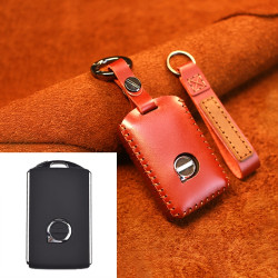Volvo Single Slit Style Car Cowhide Leather Key Protective Cover Key Case (Red)