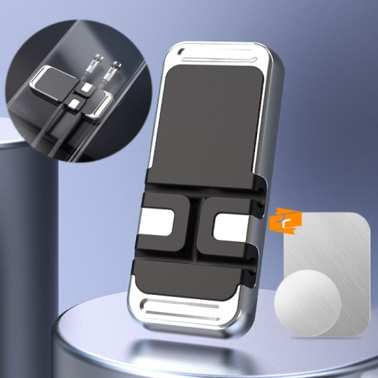 S15 Magnetic Aluminum Alloy Bracket Data Cable Storage Sticker Car Phone Holder(Silver)