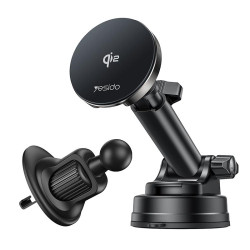 Yesido DS30 2 in 1 15W Wireless Charging Car Desktop Stand(Black)