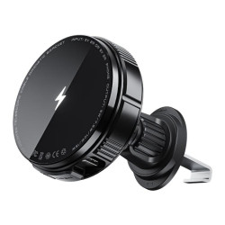 X02 With Retractable Cable 15W Car Air Vent Mount Magnetic Phone Holder Wireless Charger(Black)