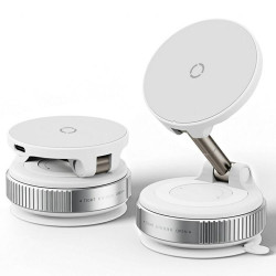 X68W 15W Wireless Charging Vacuum Suction Cup Foldable Car Dashboard Magnetic Phone Holder(White)