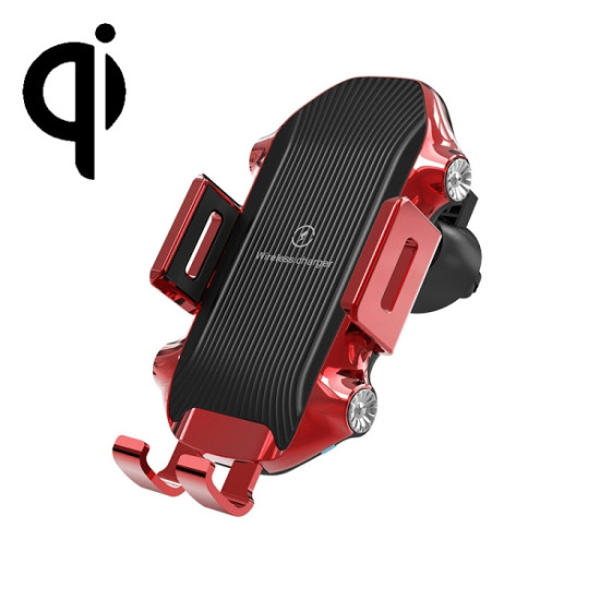X343 15W Car Wireless Charger Smart Induction Suction Cup Phone Holder( Red)