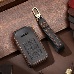Volvo XC60 / XC90 / S90 5-button C046 Crazy Horse Cowhide Car Key Protection Cover(Black)