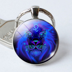 Zodiac Sign Keychain 12 Constellation Pendant Single Face Keyring
