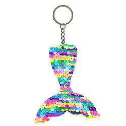 10 PCS Reflective Mermaid Keychain Sequins Mermaid Tail Accessories Car Luggage Pendant(Candy Color 63)