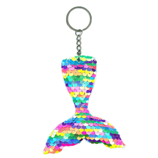10 PCS Reflective Mermaid Keychain Sequins Mermaid Tail Accessories Car Luggage Pendant(Candy Color 63)