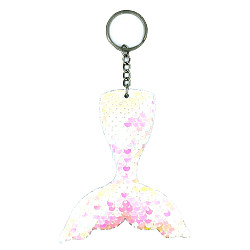 10 PCS Reflective Mermaid Keychain Sequins Mermaid Tail Accessories Car Luggage Pendant(AB Colorful 16)