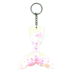 10 PCS Reflective Mermaid Keychain Sequins Mermaid Tail Accessories Car Luggage Pendant(AB Colorful 16)