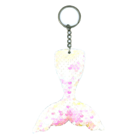 10 PCS Reflective Mermaid Keychain Sequins Mermaid Tail Accessories Car Luggage Pendant(AB Colorful 16)