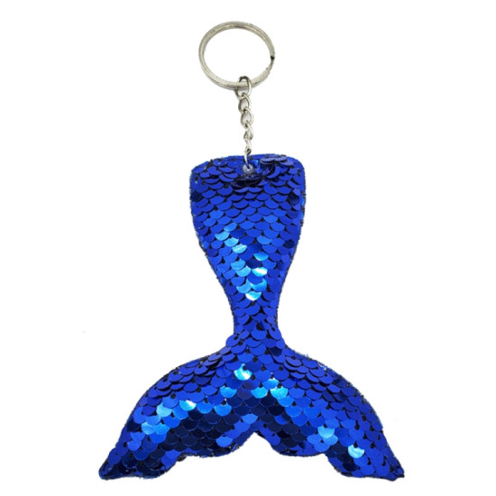 10 PCS Reflective Mermaid Keychain Sequins Mermaid Tail Accessories Car Luggage Pendant(Royal Blue 5)