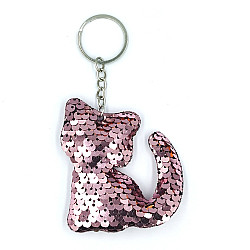 10 PCS PET Sequins Reflective Cat Keychain Bag Car Pendant, Colour: Pink 3