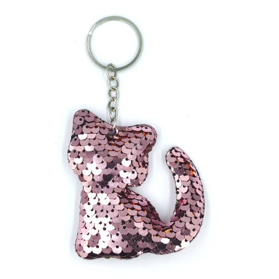 10 PCS PET Sequins Reflective Cat Keychain Bag Car Pendant, Colour: Pink 3