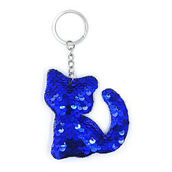 10 PCS PET Sequins Reflective Cat Keychain Bag Car Pendant, Colour: Royal Blue