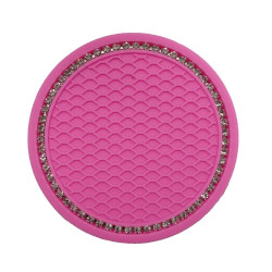 Car Universal Diamond Honeycomb Water Coaster Car Anti-Slip Mat(Rose Red and White Diamonds)