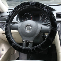 Universal Premium Soft Short Plush Winter Car Steering Wheel Cover, For 36-38cm steering wheel(Black)