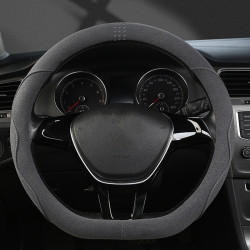 Turned Fur D Type Steering Wheel Cover, Size: 38cm(Gray)