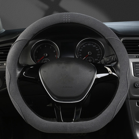 Turned Fur D Type Steering Wheel Cover, Size: 38cm(Gray)