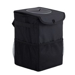 With Cover Car Trash Can Foldable Car Chair Back Trash Can Waterproof Box, Size: 15 x 15 x 25cm(Black)