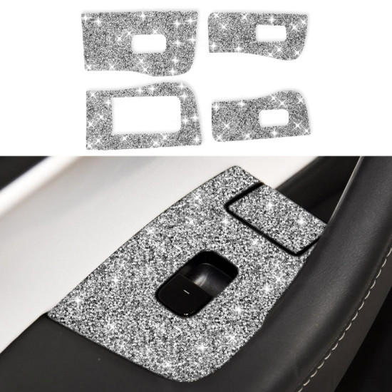 Tesla Model 3 Car Window Raising Button Diamond Sticker, Left Drive