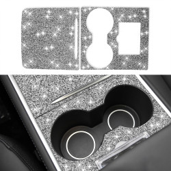 Tesla Model 3 Car Center Control Panel with Hole Diamond Sticker, Left and Right Drive Universal