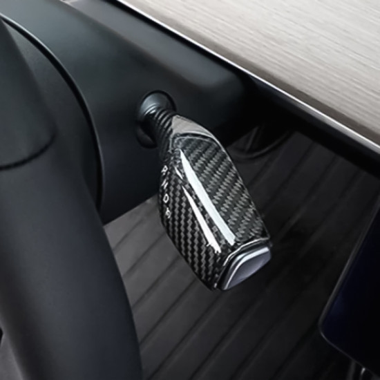 Tesla Model 3 / Y 2pcs/Set Car Turn Signal Lever Carbon Fiber Pattern Protective Cover(Bright Black)