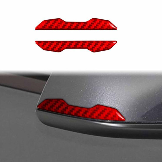 Tesla Model 3 / Y / S / X 2pcs/Set Carbon Fiber Car Rearview Mirror Anti-collision Decorative Sticker, Left and Right Drive(Red)