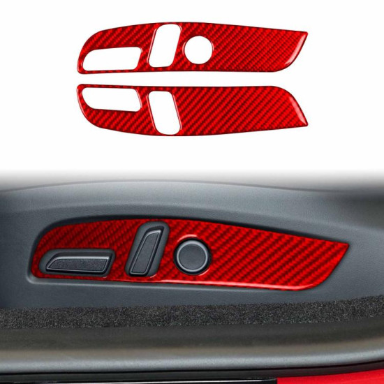 Tesla Model 3 2023- 2pcs/Set Carbon Fiber Car Seat Adjustment Panel Decorative Sticker, Left Drive(Red)