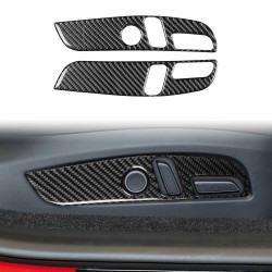 Tesla Model 3 2023- 2pcs/Set Carbon Fiber Car Seat Adjustment Panel Decorative Sticker, Right Drive(Black)